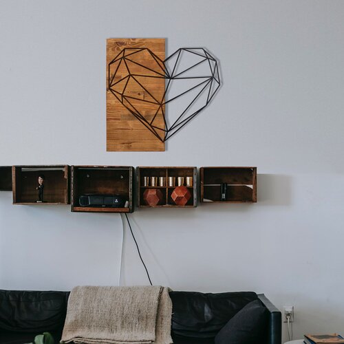  Heart black walnut decorative wooden wall accessory Cene