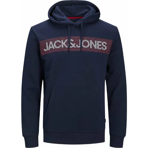 Jack & Jones Moški pulover s kapuco JJECORP LOGO SW HD Temno modra