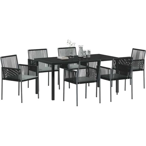  Vrtni set za objed 7 pcs Crna PE ratan Slike