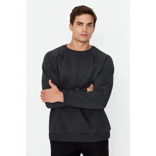 Trendyol Anthracite Men's Basic Oversize Fit Crew Neck Raglan Sleeve Sweatshirt
