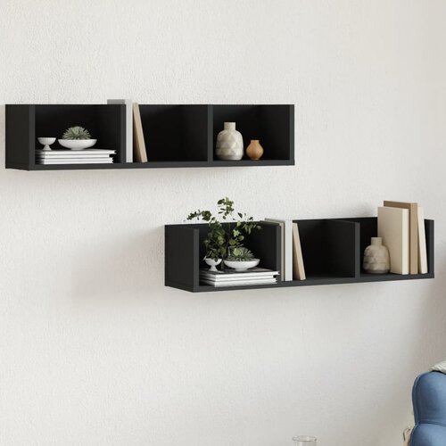 vidaXL Zidni ormarići 2 kom crni 75x18x16 5 cm od konstruiranog drva Cijene