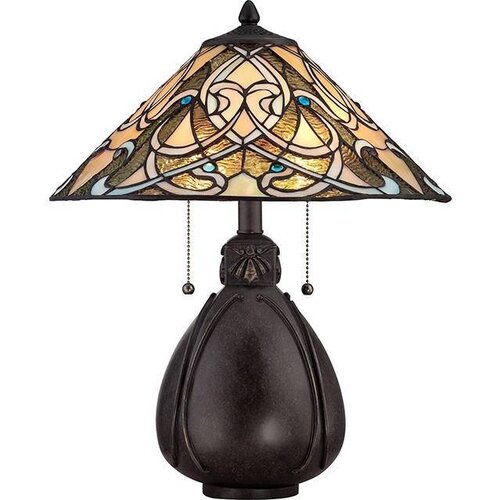 Elstead Lighting Elstead India Namizna svetilka z 2 lučema, Imperial Bronze, Tiffany steklo, E27, (22100330) Slike