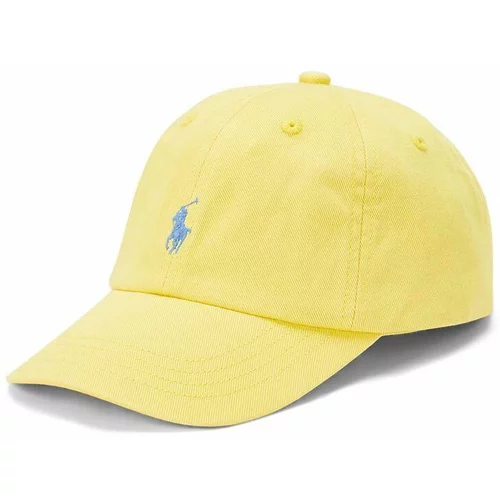 Polo Ralph Lauren Pamučna kapa sa šiltom za bebe boja: žuta, bez uzorka