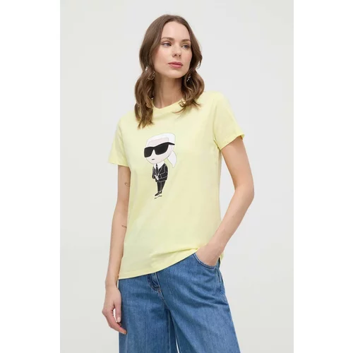 Karl Lagerfeld Pamučna majica za žene, boja: žuta