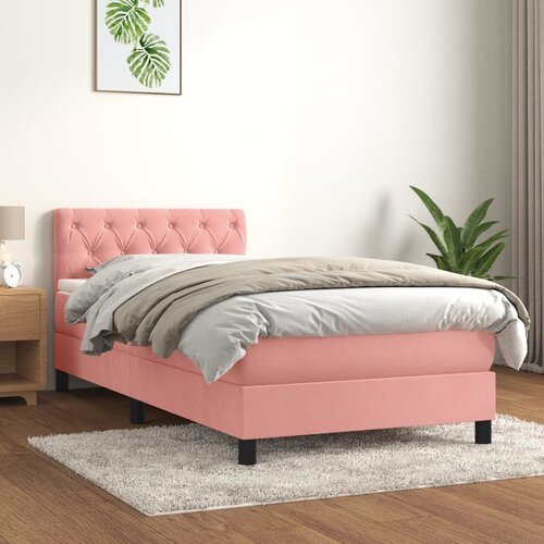 The Living Store Box spring postelja z vzmetnico roza 80x200 cm žamet - Box Spring Postelja, (21492221) Cene