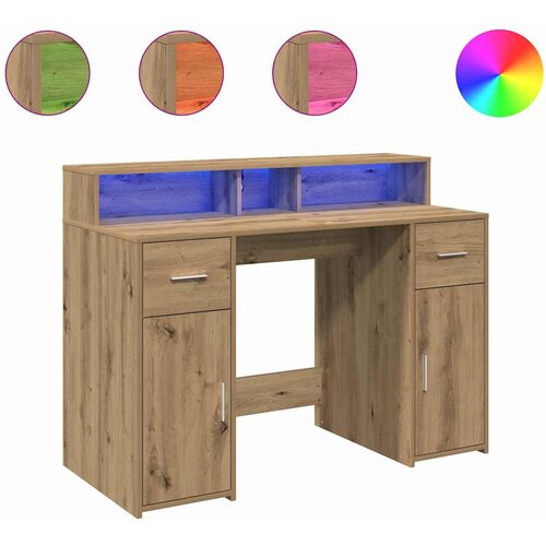  Radni stol s LED svjetlima 120x55x91 cm konstruirano drvo Slike