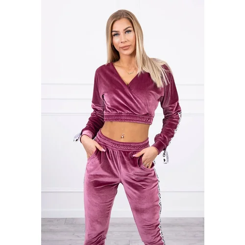 Kesi Velour set with Queen lettering dark pink