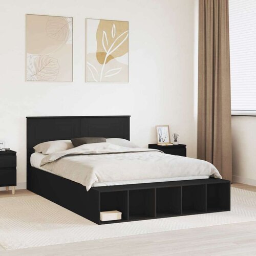  Okvir za krevet Crna 150 x 200 cm Konstruirano drvo - Crna 150 x 200 cm Cijene