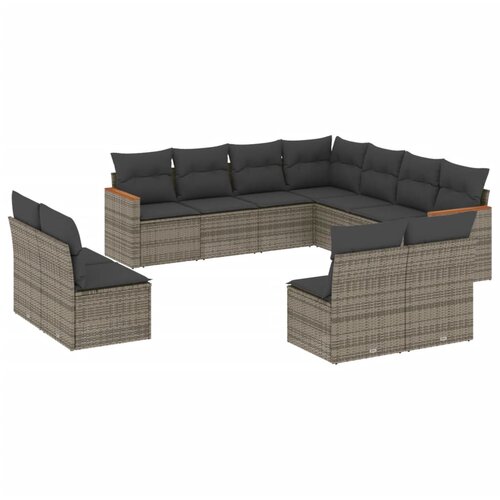 Maison Chic Seti vrtnega pohištva - Vrtna garnitura - Vrtni pohištvo set 11-delna z blazinami siv poli ratan, (21810951) Cene