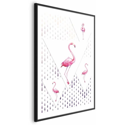  Plakat - Flamingo Family 40x60 Crni okvir s margom Cene