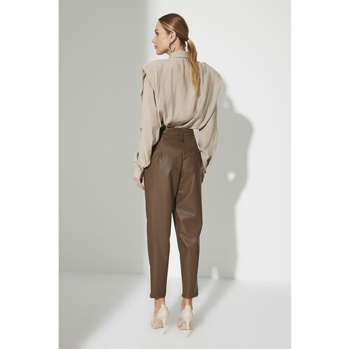 Trendyol Brown Front Buttoned Trousers Cene