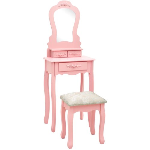vidaXL Mizica za ličenje s stolčkom roza 50x59x136 cm les pavlovnije Cene