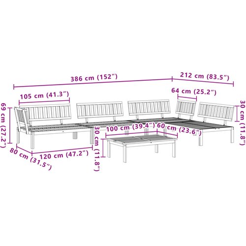 5-dijelni set vrtnih sofa od paleta od masivnog drva bagrema Smeđa Slike