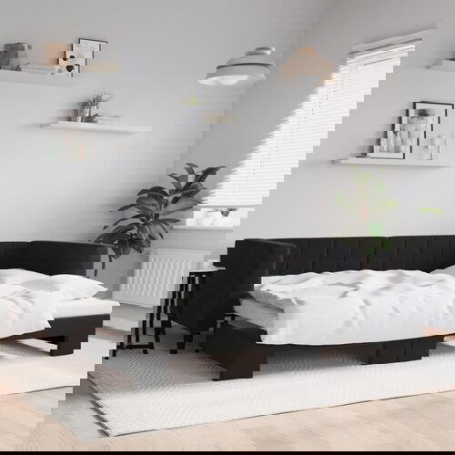  The Living Store Izvlečna dnevna postelja črna 90x200 cm žamet - Izvlečna Dnevna Postelja, (21508786) Cene