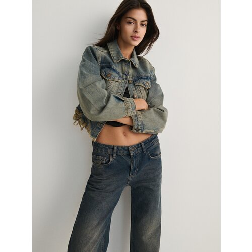 Reserved - Jakna s dirty wash efektom - indigo jeans Cijene