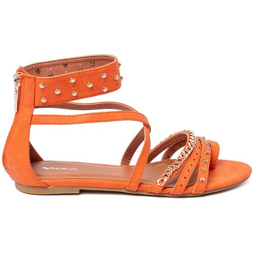 Shelvt Orange boho sandals with studs Slike