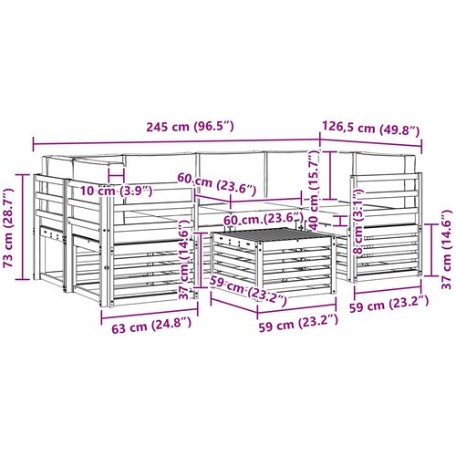  Set vanjskih sofa 7 kom. Prirodna i krem Čvrsto drvo akacije Slike