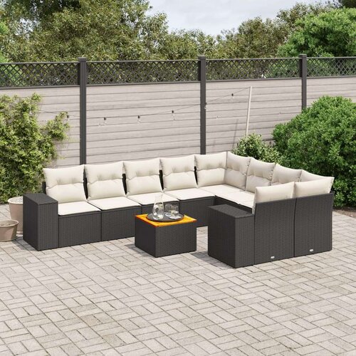  10-dijelni set vrtnih sofa s jastucima crni od poliratana Cene