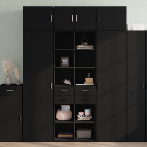 VidaXL Visoka omara črna 70x42,5x185 cm inženirski les Slike