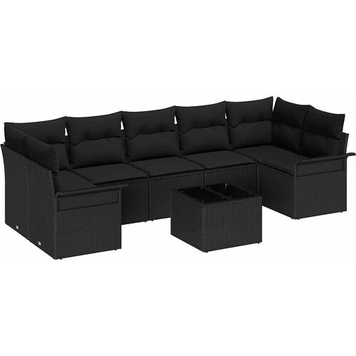  Sjedeća garnitura za vrt 8 kom. Crna poliratan 289 x 132,5 x 85 cm Slike
