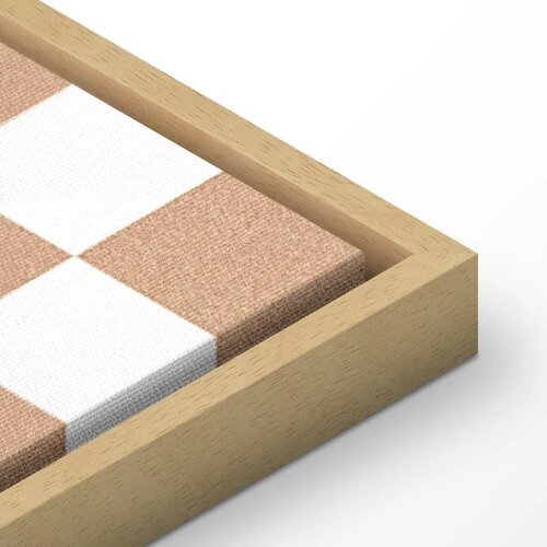  Slika - Checkerboard Pattern - Brown-White Grid with a Subtle Noise 80x120 U prirodnom drvenom okviru Slike