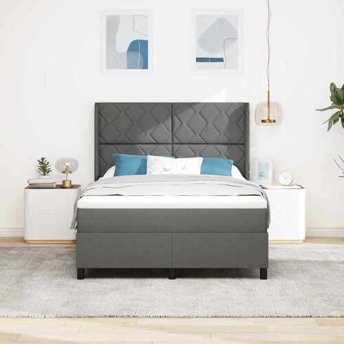  LED Box Spring Krevet Tamno siva 140 x 190 cm tkanina Slike