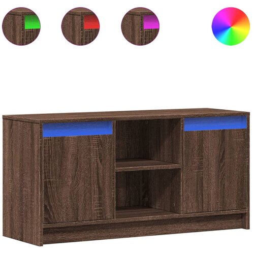 Maison Chic TV omarica - TV stojalo - Televizijska omarica LED rjavi hrast 100x34x50 cm inženirski les, (21701160) Slike