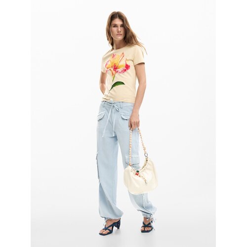Desigual Majica temno rumena / rdeča / volneno bela Slike