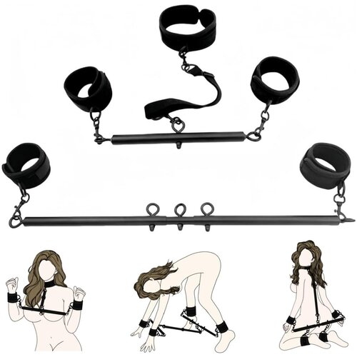SuperLove Ultimate Adjustable Bondage Spreader Bar Set Black Slike