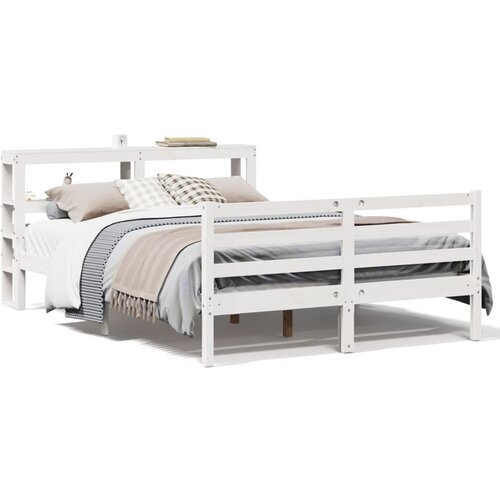 vidaXL Posteljni okvir brez vzmetnice bel 140x190 cm trdna borovina Cene
