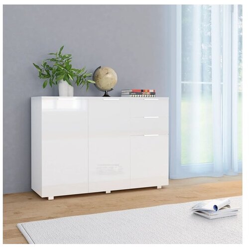  Komoda visok sijaj bela 107x35x76 cm Cene