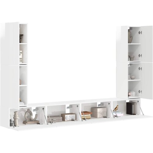  Set TV komoda 8 pcs Visoki sjaj bijela Konstruirano drvo Slike