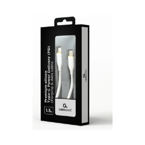  CC-USB2S-CMCM-1.5M-W Gembird 60W Premium silicon Type-C PD charging & data cable, 1.5m, White Cene