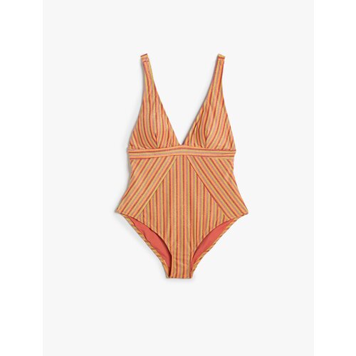 Koton Covered Glitter Swimsuit V-Neck Adjustable Straps Slike