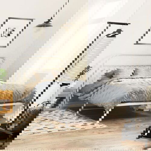  The Living Store Kovinski posteljni okvir z vzglavjem bel 100x190 cm - Posteljni Okvir, (21529183) Cene