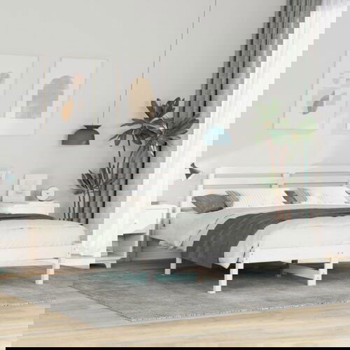 vidaXL Konstrukcija postelje Bela 140 x 220 cm Masivno borovo les Cene