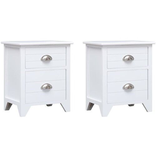 Maison Chic 2 kose Nočne omarice - Nočne mize z 2 predaloma bela, (21686874) Slike
