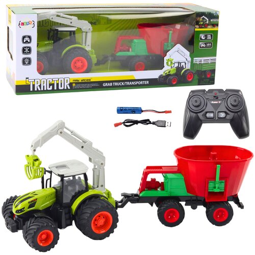 Lean_Toys Kmetijski traktor s sejalnico in rotacijskim grabilom na daljinsko upravljanje 2,4G Cene