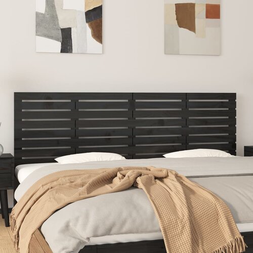 vidaXL Zidno uzglavlje crni 166x3x63 cm od masivne borovine Cijene