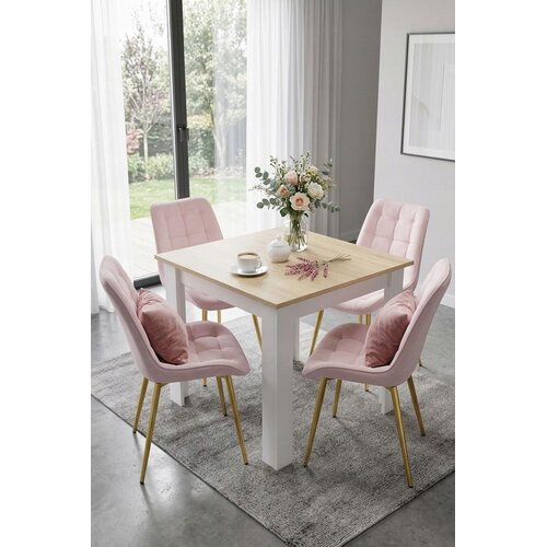  BERA stolica - svijetlo ružičasti bar&amp;scaron;un / zlatne noge x 2 Slike