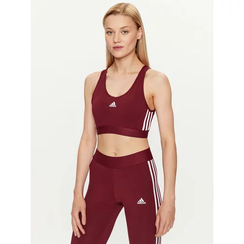 Adidas Bluza Essentials 3-Stripes Crop Top With Removable Pads IK8320 Rdeča