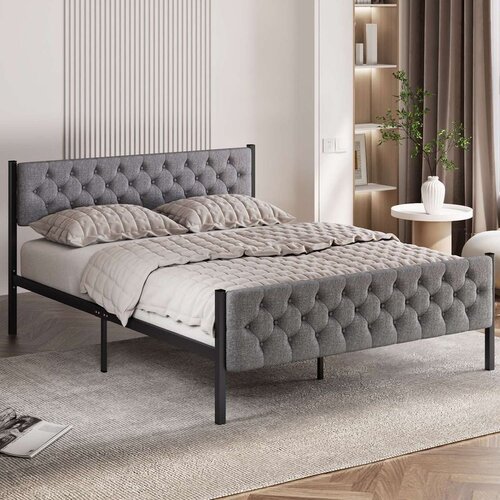 Hanah home Stil 150x200 Grey Double Bedstead Cene