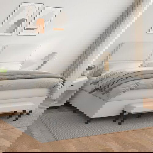 vidaXL Krevet s oprugama i madracem bijeli 160x200 cm od umjetne kože Cijene