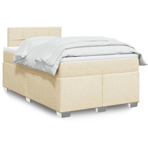 VidaXL Krevet s oprugama i madracem krem 120 x 200 cm od tkanine Slike