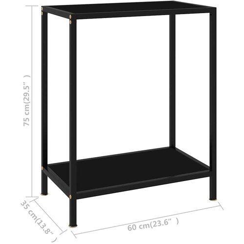  Konzolni stol crni 60 x 35 x 75 cm od kaljenog stakla Slike
