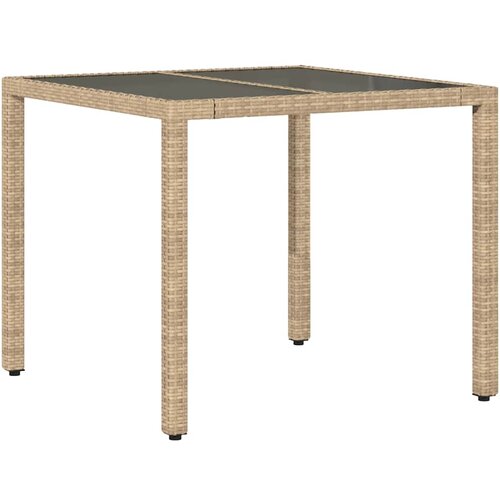  5-dijelni vrtni blagovaonski set s jastucima poliratan i staklo Bež 90 x 90 x 75 cm Slike