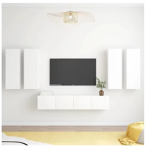  Komplet TV omaric 6-delni bela iverna plošča
