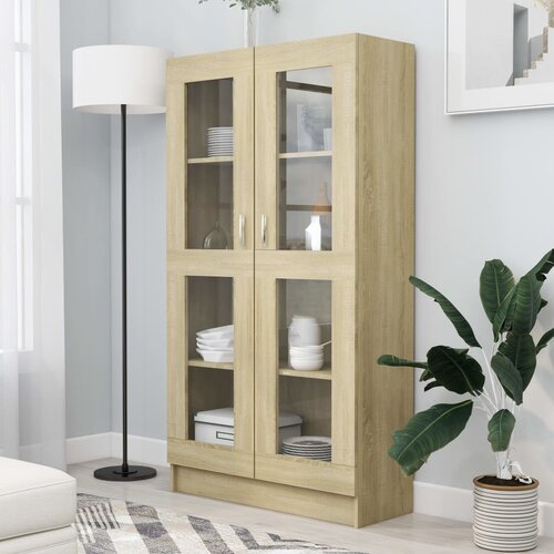The Living Store Vitrina sonoma hrast 82,5x30,5x150 cm iverna plošča - Vitrina, (21836787) Cene