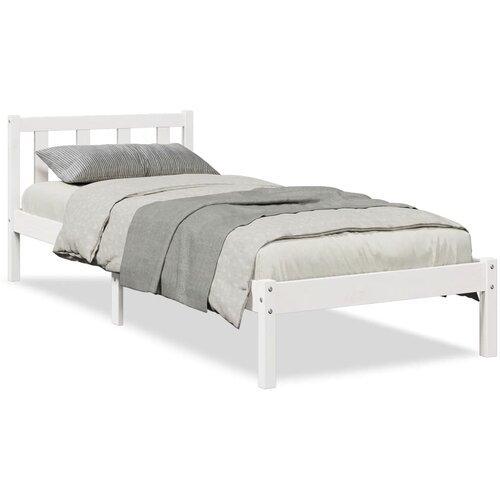Maison Chic Daljši Posteljni okvir - Enojna postelja - Postelja za odrasle brez vzmetnice bel 90x220 cm borovina, (21695583) Cene