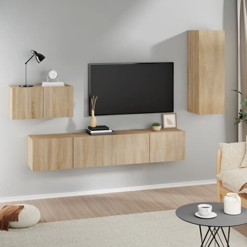 The Living Store Komplet TV omaric 4-delni sonoma hrast inženirski les - Komplet TV Omaric, (21434591) Cene